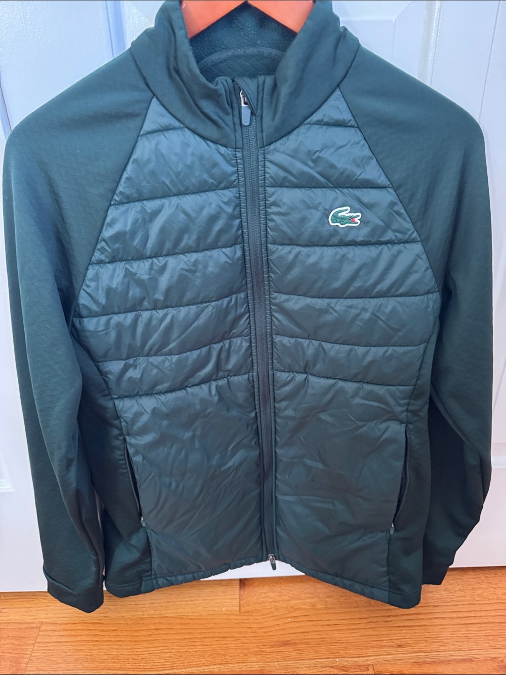 Lacoste Men's Quilted Dark Green Full-Zip Puffer Jacket